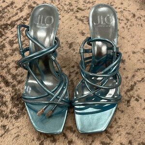 Blue JLO strapped heels